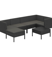 7-tlg. Garten-Lounge-Set mit Auflagen Poly Rattan Schwarz