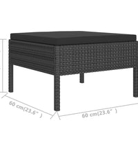 7-tlg. Garten-Lounge-Set mit Auflagen Poly Rattan Schwarz