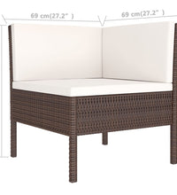 10-tlg. Garten-Lounge-Set mit Auflagen Poly Rattan Braun