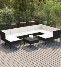 10-tlg. Garten-Lounge-Set mit Auflagen Poly Rattan Schwarz