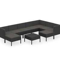 10-tlg. Garten-Lounge-Set mit Auflagen Poly Rattan Schwarz