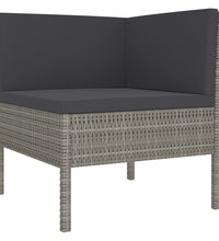 11-tlg. Garten-Lounge-Set mit Auflagen Poly Rattan Grau