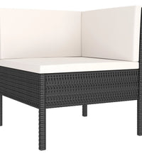 11-tlg. Garten-Lounge-Set mit Auflagen Poly Rattan Schwarz