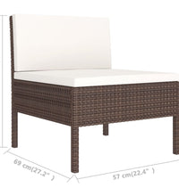 11-tlg. Garten-Lounge-Set mit Auflagen Poly Rattan Braun