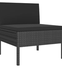 11-tlg. Garten-Lounge-Set mit Auflagen Poly Rattan Schwarz