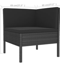 11-tlg. Garten-Lounge-Set mit Auflagen Poly Rattan Schwarz