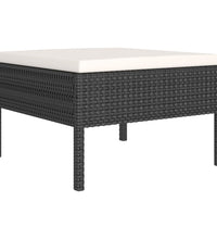 11-tlg. Garten-Lounge-Set mit Auflagen Poly Rattan Schwarz