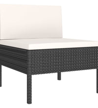 11-tlg. Garten-Lounge-Set mit Auflagen Poly Rattan Schwarz