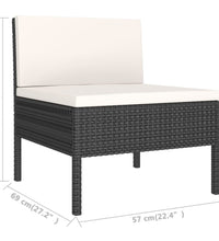 11-tlg. Garten-Lounge-Set mit Auflagen Poly Rattan Schwarz