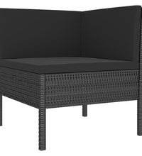 11-tlg. Garten-Lounge-Set mit Auflagen Poly Rattan Schwarz