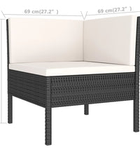 11-tlg. Garten-Lounge-Set mit Auflagen Poly Rattan Schwarz