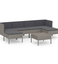 7-tlg. Garten-Lounge-Set mit Auflagen Poly Rattan Grau