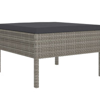 7-tlg. Garten-Lounge-Set mit Auflagen Poly Rattan Grau