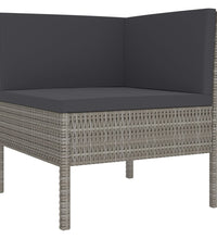 7-tlg. Garten-Lounge-Set mit Auflagen Poly Rattan Grau