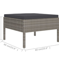 7-tlg. Garten-Lounge-Set mit Auflagen Poly Rattan Grau