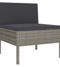 11-tlg. Garten-Lounge-Set mit Auflagen Poly Rattan Grau