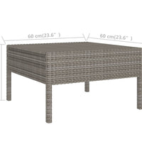 11-tlg. Garten-Lounge-Set mit Auflagen Poly Rattan Grau