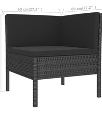 10-tlg. Garten-Lounge-Set mit Auflagen Poly Rattan Schwarz