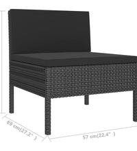 10-tlg. Garten-Lounge-Set mit Auflagen Poly Rattan Schwarz