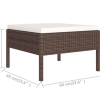 11-tlg. Garten-Lounge-Set mit Auflagen Poly Rattan Braun