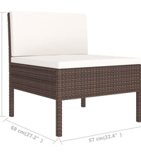 11-tlg. Garten-Lounge-Set mit Auflagen Poly Rattan Braun