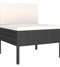 11-tlg. Garten-Lounge-Set mit Auflagen Poly Rattan Schwarz