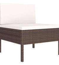 11-tlg. Garten-Lounge-Set mit Auflagen Poly Rattan Braun