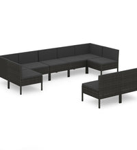 9-tlg. Garten-Lounge-Set mit Auflagen Poly Rattan Schwarz