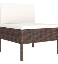 11-tlg. Garten-Lounge-Set mit Auflagen Poly Rattan Braun