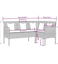 Sofa in L-Form mit Kissen Poly Rattan Braun