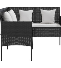 Sofa in L-Form mit Kissen Poly Rattan Schwarz