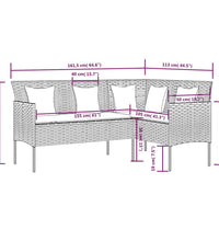 Sofa in L-Form mit Kissen Poly Rattan Grau