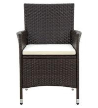 7-tlg. Garten-Essgruppe mit Auflagen Poly Rattan Braun