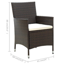 7-tlg. Garten-Essgruppe mit Auflagen Poly Rattan Braun