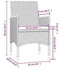 3-tlg. Garten-Essgruppe mit Kissen Poly Rattan Grau