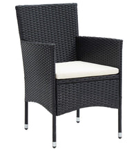 7-tlg. Garten-Essgruppe mit Kissen Poly Rattan Schwarz