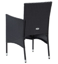 7-tlg. Garten-Essgruppe mit Kissen Poly Rattan Schwarz