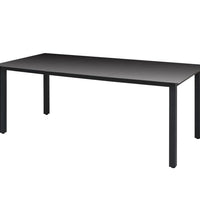 7-tlg. Garten-Essgruppe mit Kissen Poly Rattan Schwarz