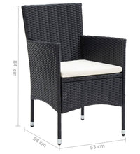 7-tlg. Garten-Essgruppe mit Kissen Poly Rattan Schwarz