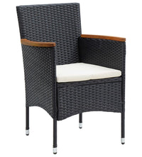 7-tlg. Garten-Essgruppe mit Kissen Poly Rattan Schwarz