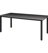 7-tlg. Garten-Essgruppe mit Kissen Poly Rattan Schwarz