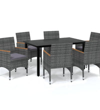 7-tlg. Garten-Essgruppe mit Kissen Poly Rattan Grau