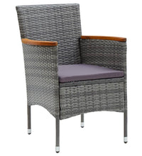 7-tlg. Garten-Essgruppe mit Kissen Poly Rattan Grau