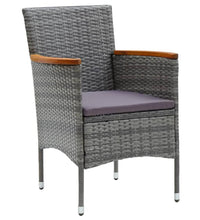 7-tlg. Garten-Essgruppe mit Kissen Poly Rattan Grau