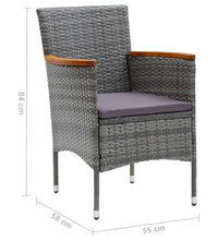 7-tlg. Garten-Essgruppe mit Kissen Poly Rattan Grau