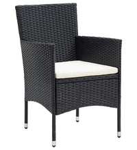 7-tlg. Garten-Essgruppe mit Kissen Poly Rattan Schwarz