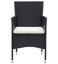 7-tlg. Garten-Essgruppe mit Kissen Poly Rattan Schwarz