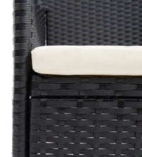 7-tlg. Garten-Essgruppe mit Kissen Poly Rattan Schwarz