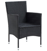 7-tlg. Garten-Essgruppe mit Kissen Poly Rattan Schwarz