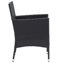 7-tlg. Garten-Essgruppe mit Kissen Poly Rattan Schwarz